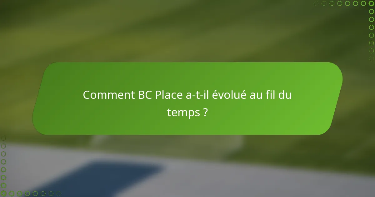 Comment BC Place a-t-il évolué au fil du temps ?