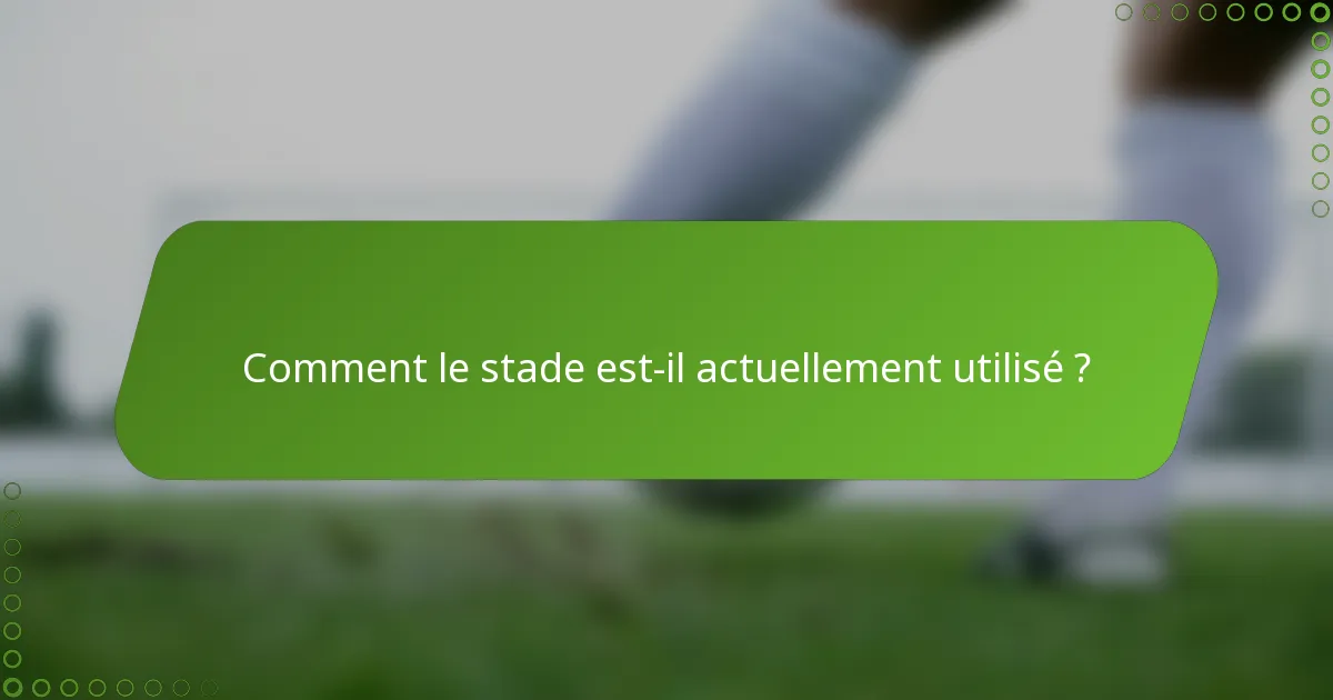 Comment le stade est-il actuellement utilisé ?