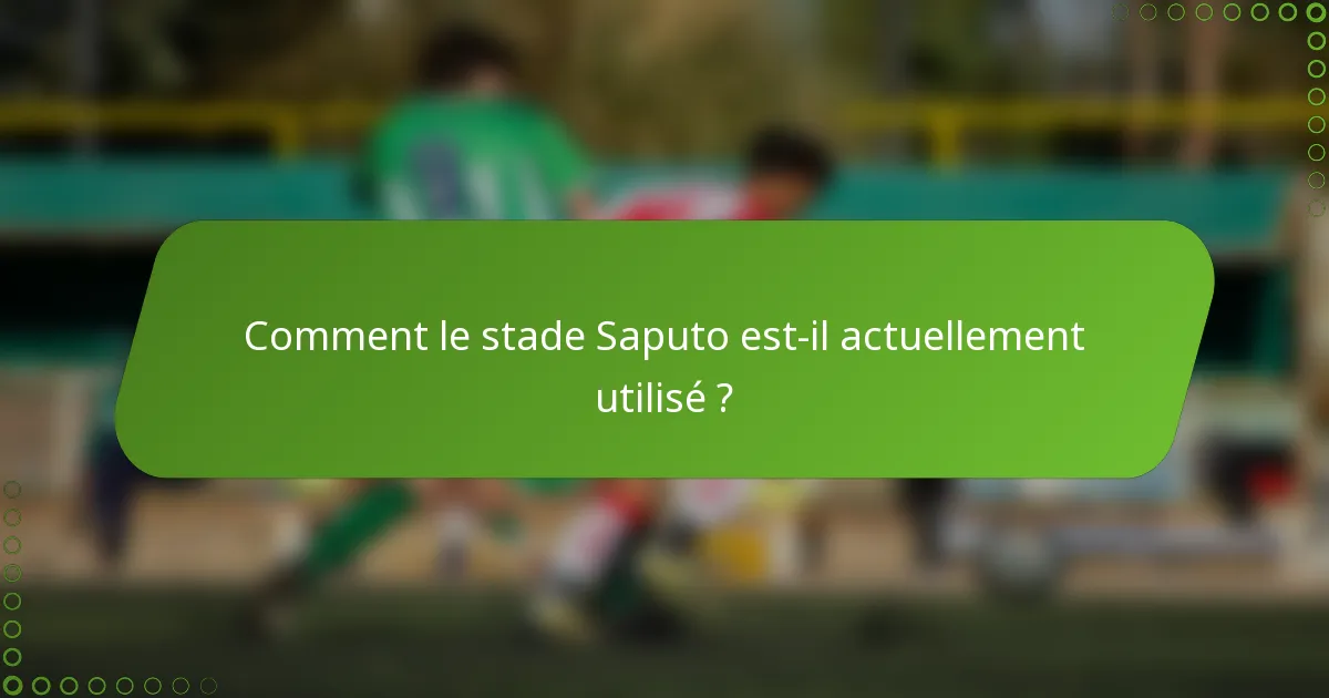 Comment le stade Saputo est-il actuellement utilisé ?