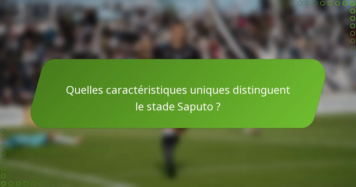Quelles caractéristiques uniques distinguent le stade Saputo ?